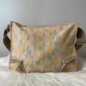 (MT171) Pre-loved Vintage Fendi Zucchino F-charm canvas crossbody bag
